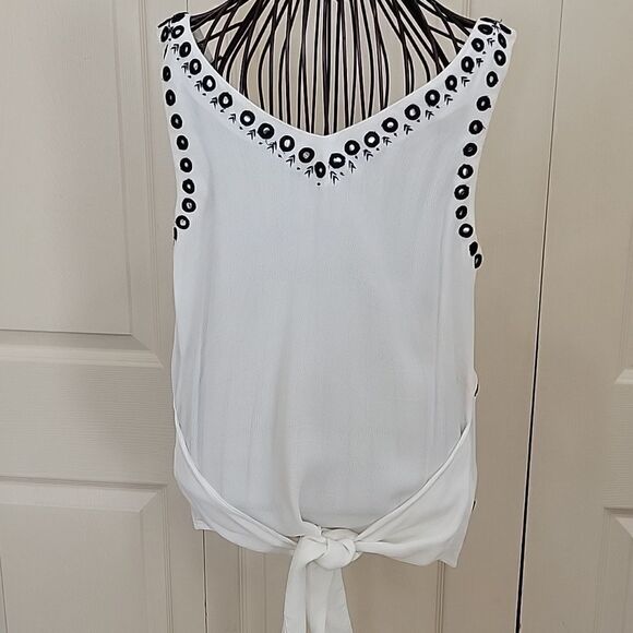 Anthropologie Leif Notes Label Cream Sleeveless Blouse   Size 0 - Picture 5 of 5